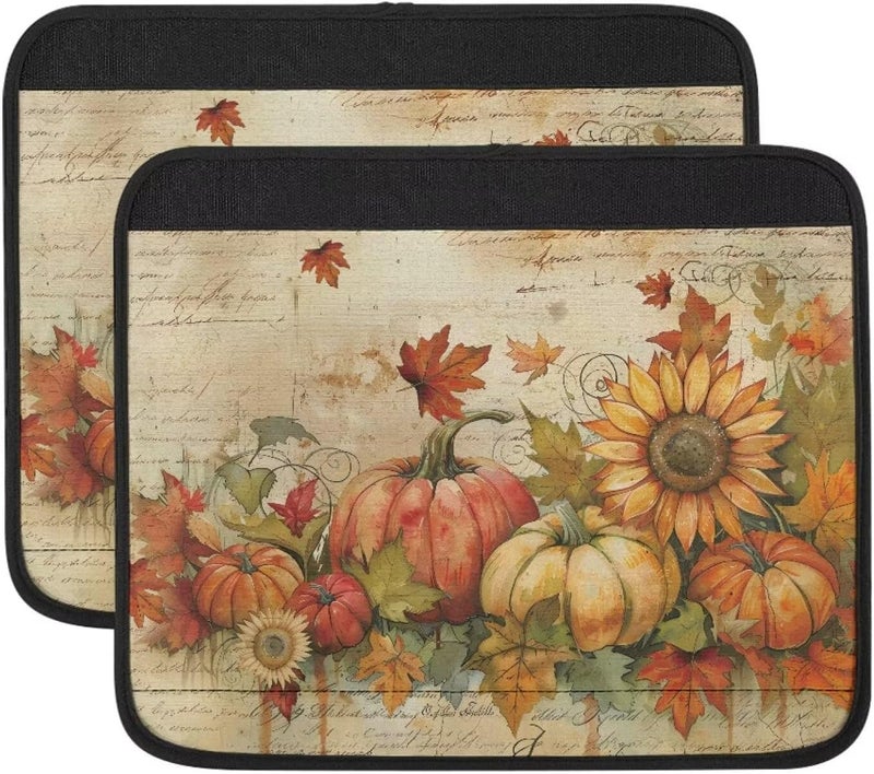 Vanideaoty Pumpkin Sunflower Wheelchair Arm Pads Comfortable and Protective Medical Accessory Elastic Office Chair Arm Pads for Padded Lightweight Thanksgiving Decor - Image 2